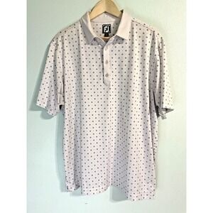 Footjoy Shirt Mens Large Navy Blue Golf Polo Deco Print Athletic Fit Performance